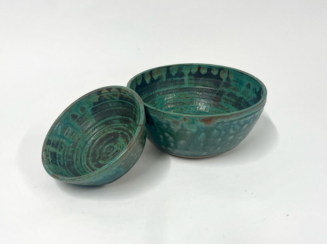 "Bowls" 2024, Stoneware with copper carbonate-based glaze
