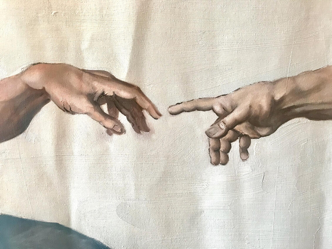 "The Creation Study, Hands" 2020, Oil Painting
