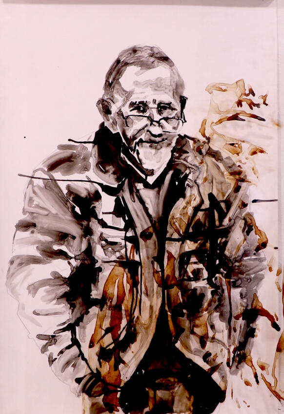 "Greg" 2023, Sumi and Walnut Ink Drawing