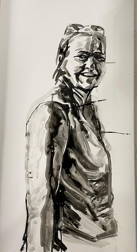 "Holly without Memory" 2024, Sumi Ink Drawing